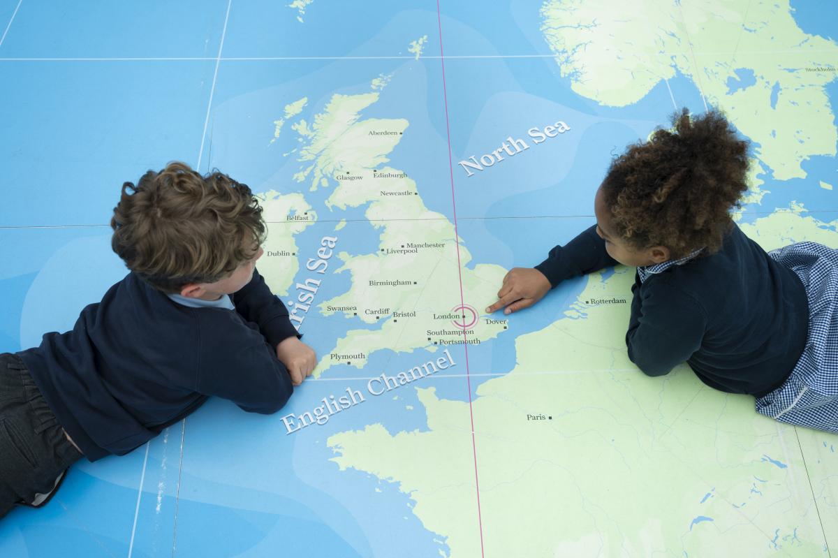 School children on the Great map