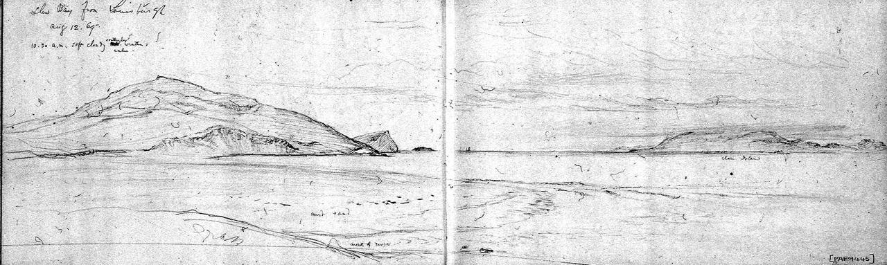 Sketch of a panorama of Clew Bay showing Clare Island