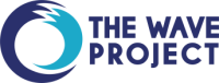 The Wave Project logo a dark blue and turquoise wave shape creating a circle with the name