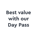 White roundel with text inside which reads 'Best value with our Day Pass'