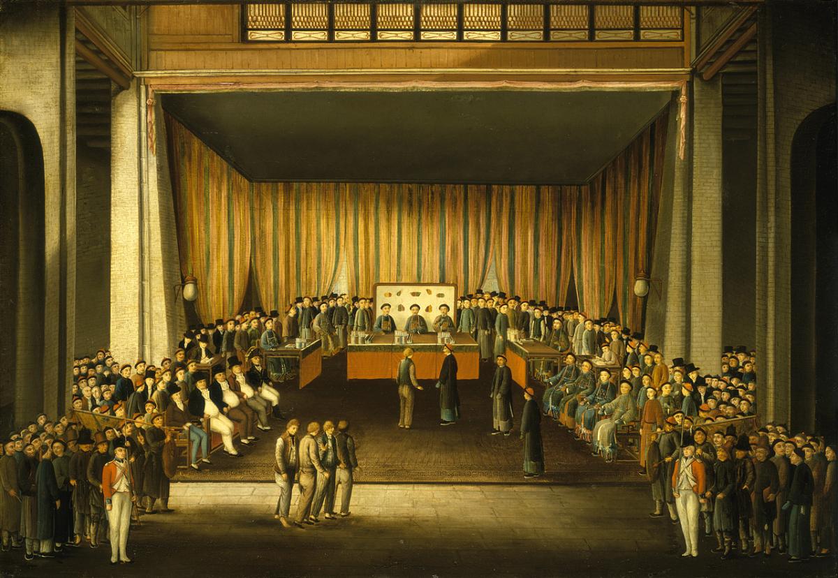 An image for 'Trial of Four British Seamen at Canton, 1 October 1807: Scene Inside the Court '