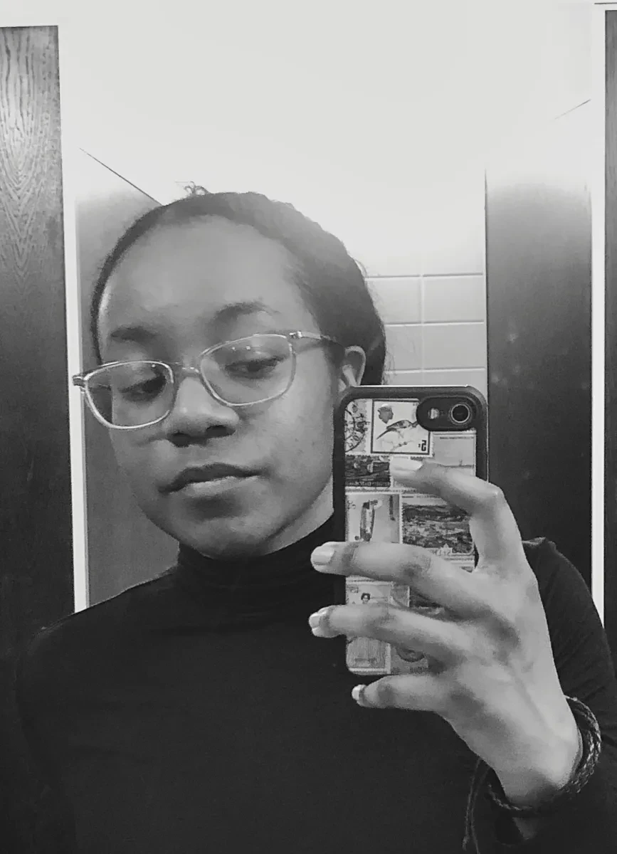 Black and white photograph of Amouraé B. Chin (Amouraé Alliyah)