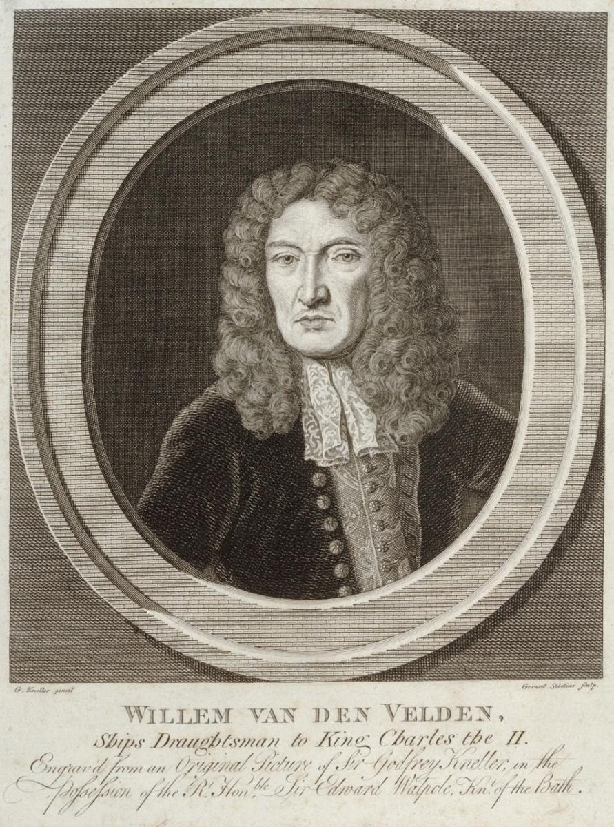 An engraving of the 17th century artist Willem van de Velde the Elder