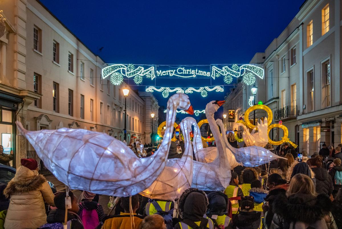 A procession of Christmas lights in Greenwich