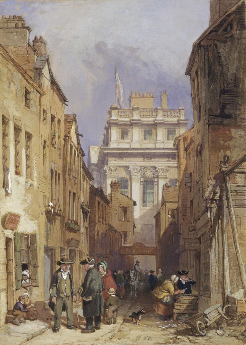 A sketch of a narrow lane in Greenwich made in 1848