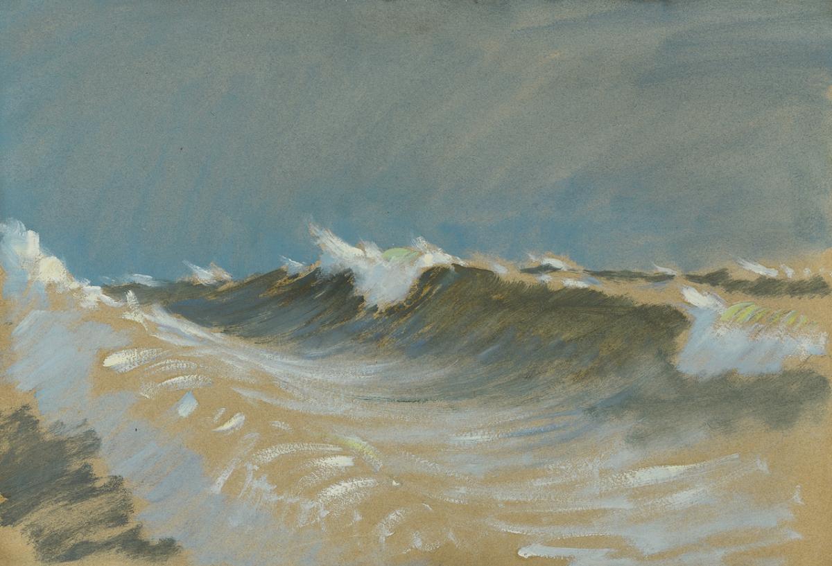 rough sea, with blue-grey sky