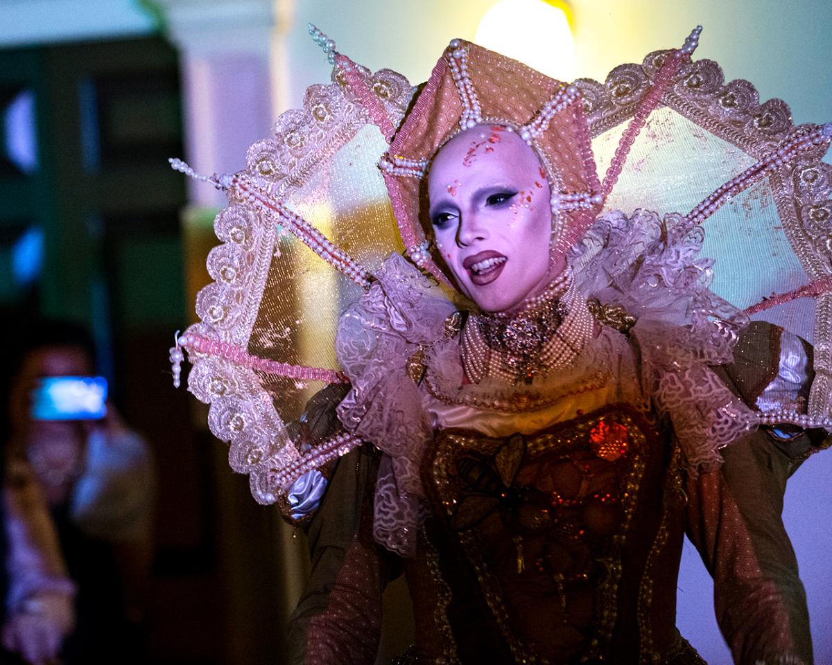 A drag king performing at the Queen's House in Greenwich