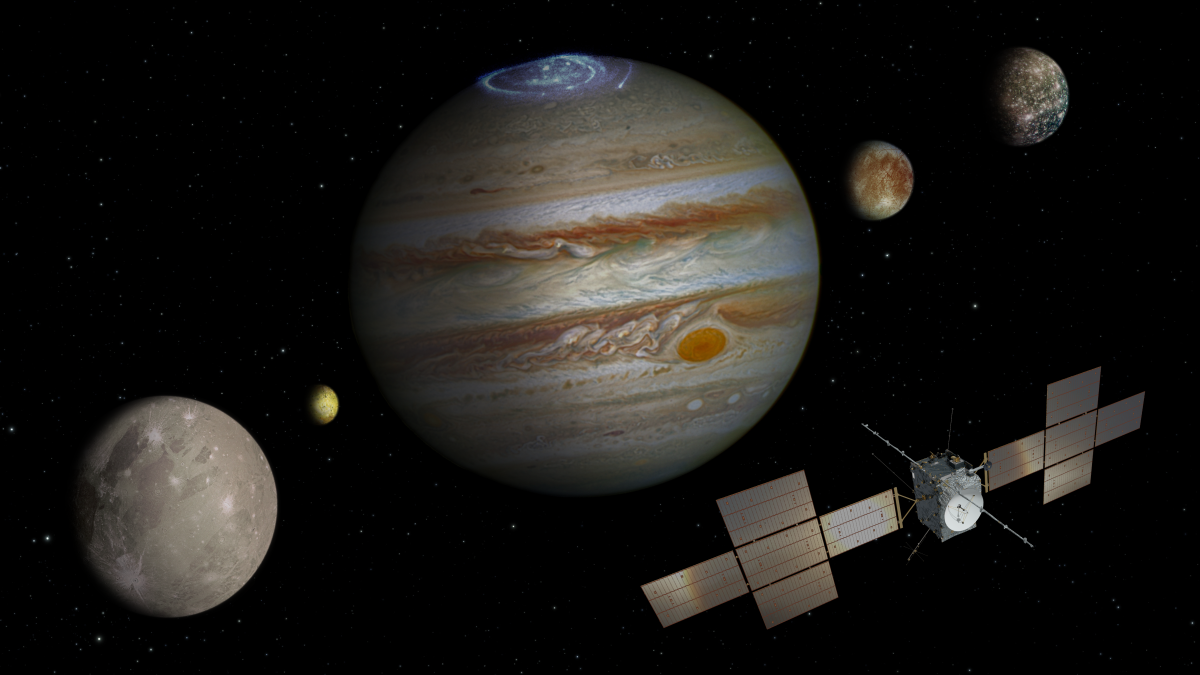 Artist's impression of Juice mission going past Jupiter