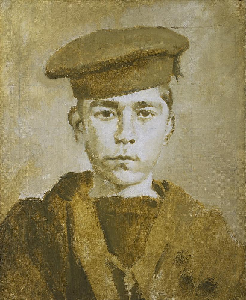 A painting of a young boy wearing naval uniform