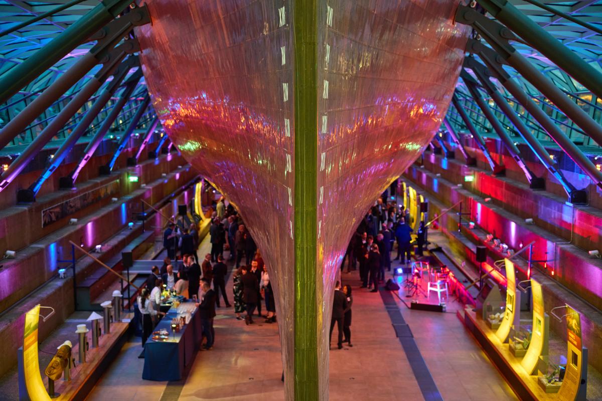 Cutty Sark hull lit for an event, credit to Will Marsh Photography