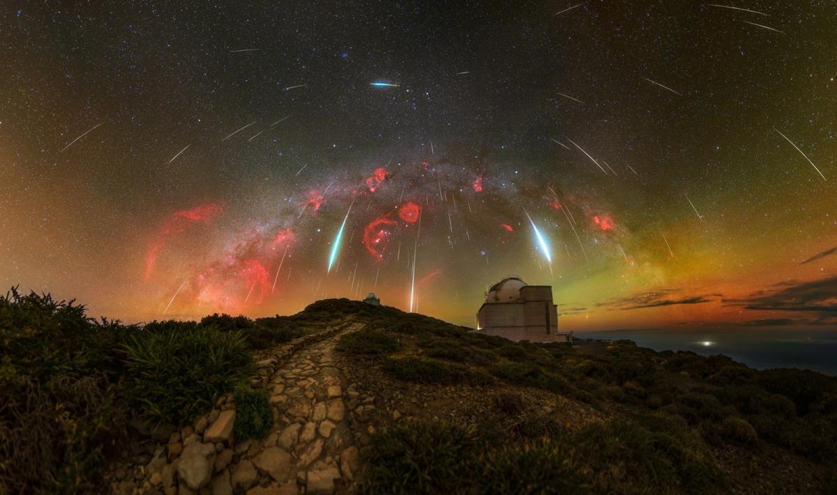 Geminid Meteor Shower over the rocky coast in the Canary Islands