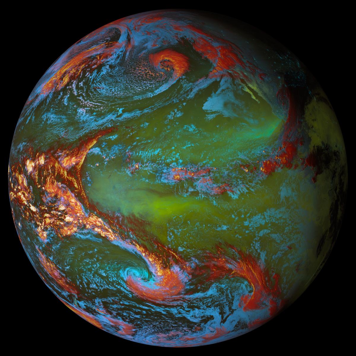 Colour mapped image of Earth