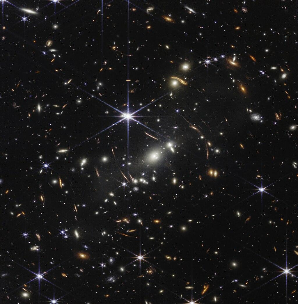 Deep field view of galaxy cluster- Webb Telescope first image