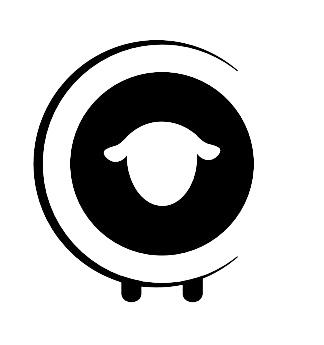 Circular black sheep with white face