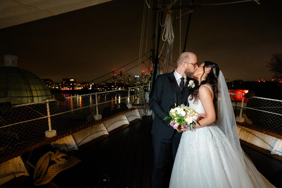 Dina and Krzysztof on the ship's main deck