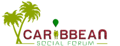 Image of logo which says Caribbean Social Forum with two palm trees on the left