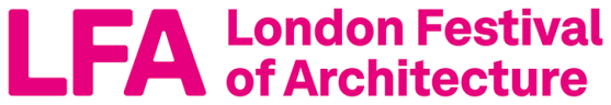 London Festival of Architecture Logo in pink text against a white background