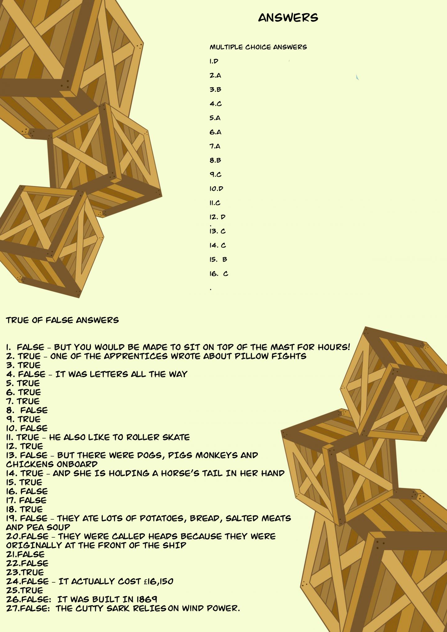 Answers for The Great Tea Race board game