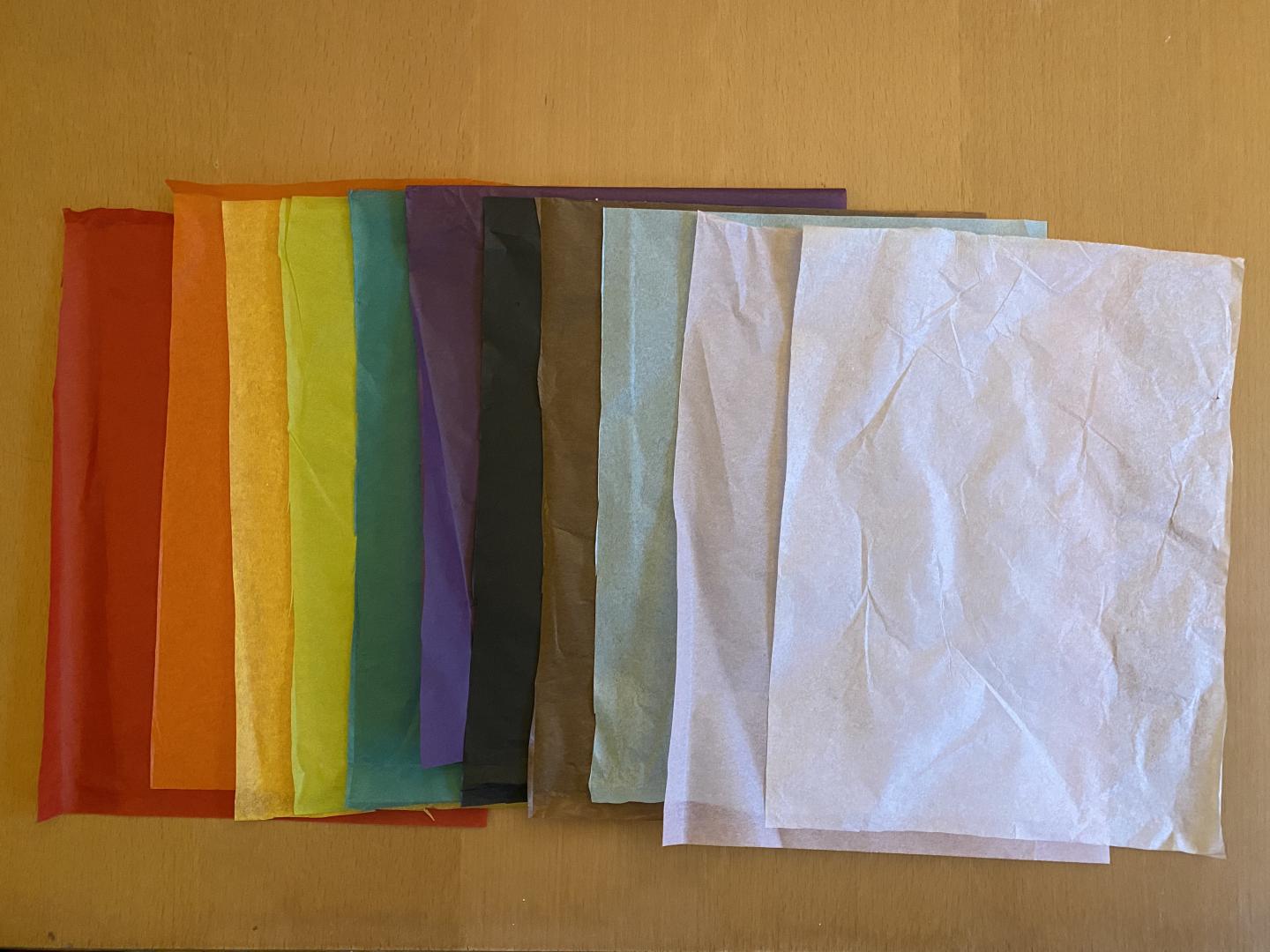 Multicoloured sheets of tissue paper