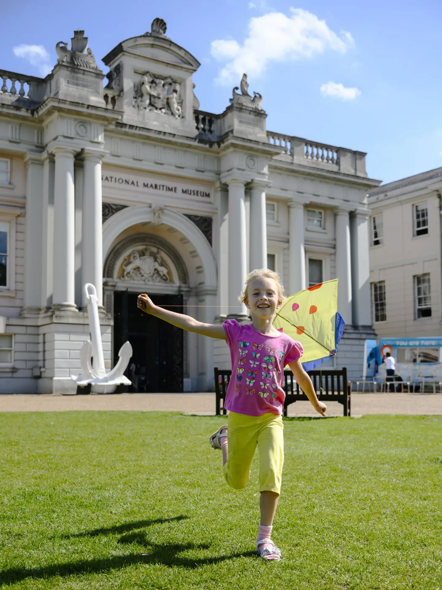 (Source of a young girl riding a kite picture)