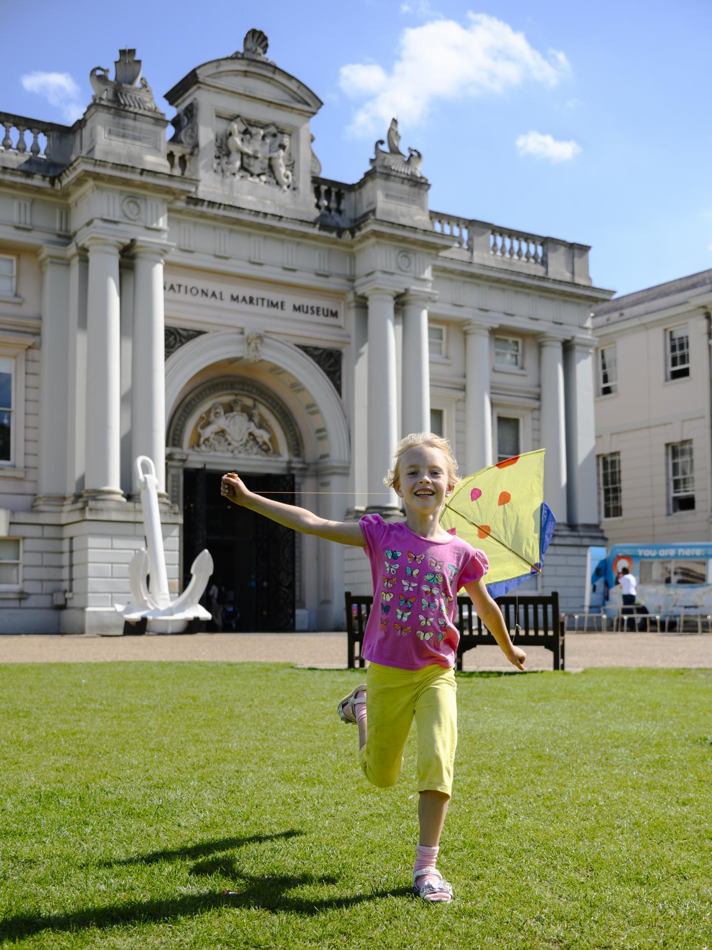 (Source of a young girl riding a kite picture)