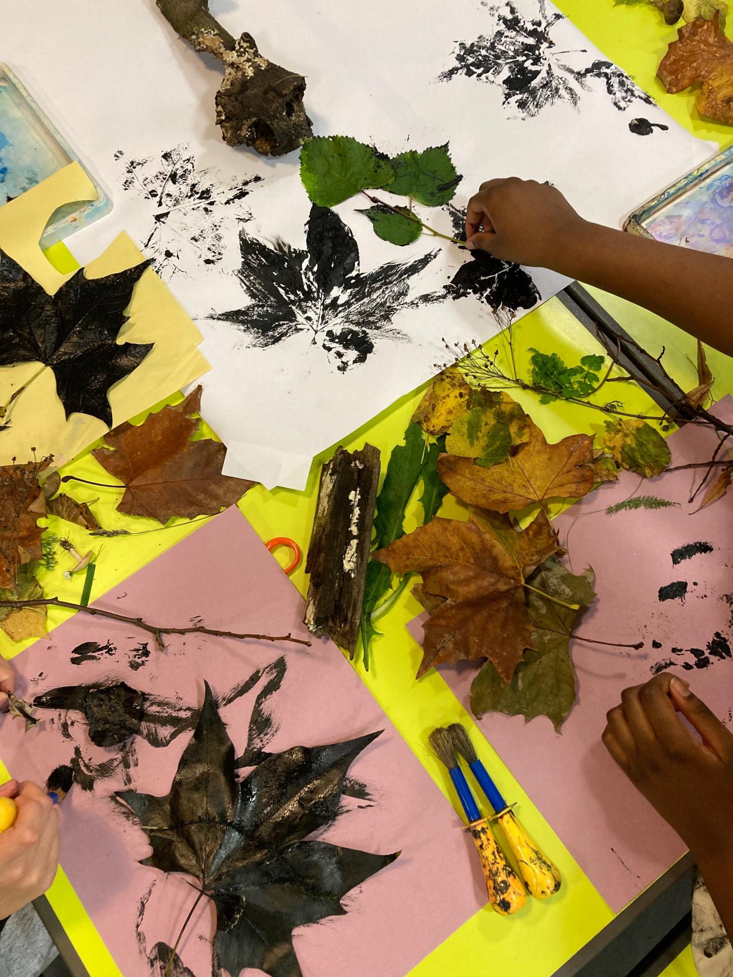 printmaking using leaves