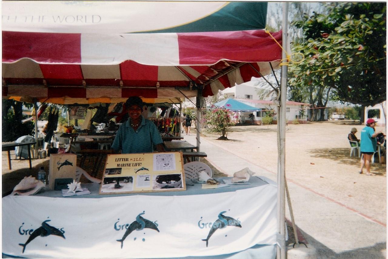 Stall with information about marine litter