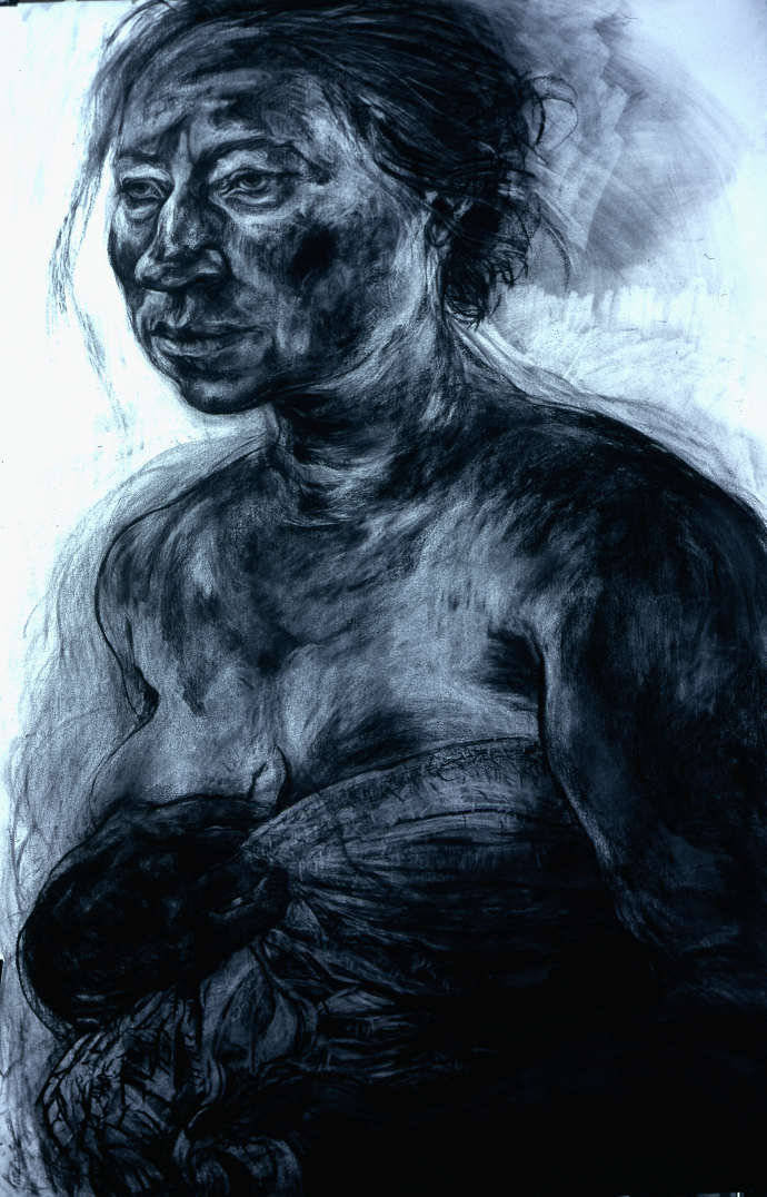 Charcoal drawing of person 