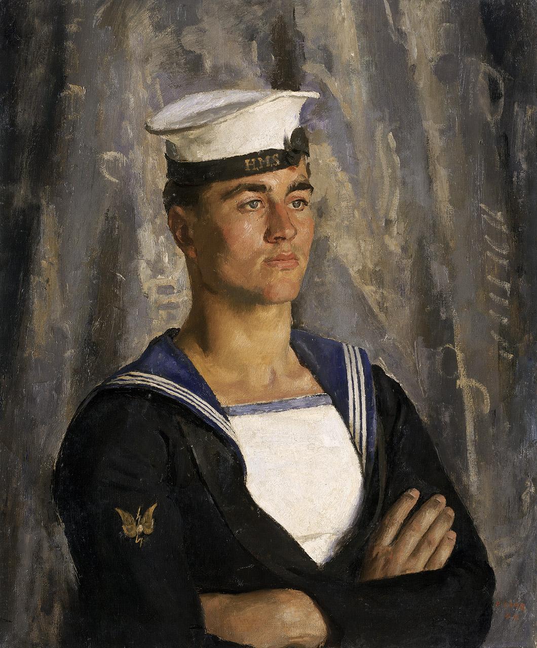An oil painting of a sailor by Henry Carr