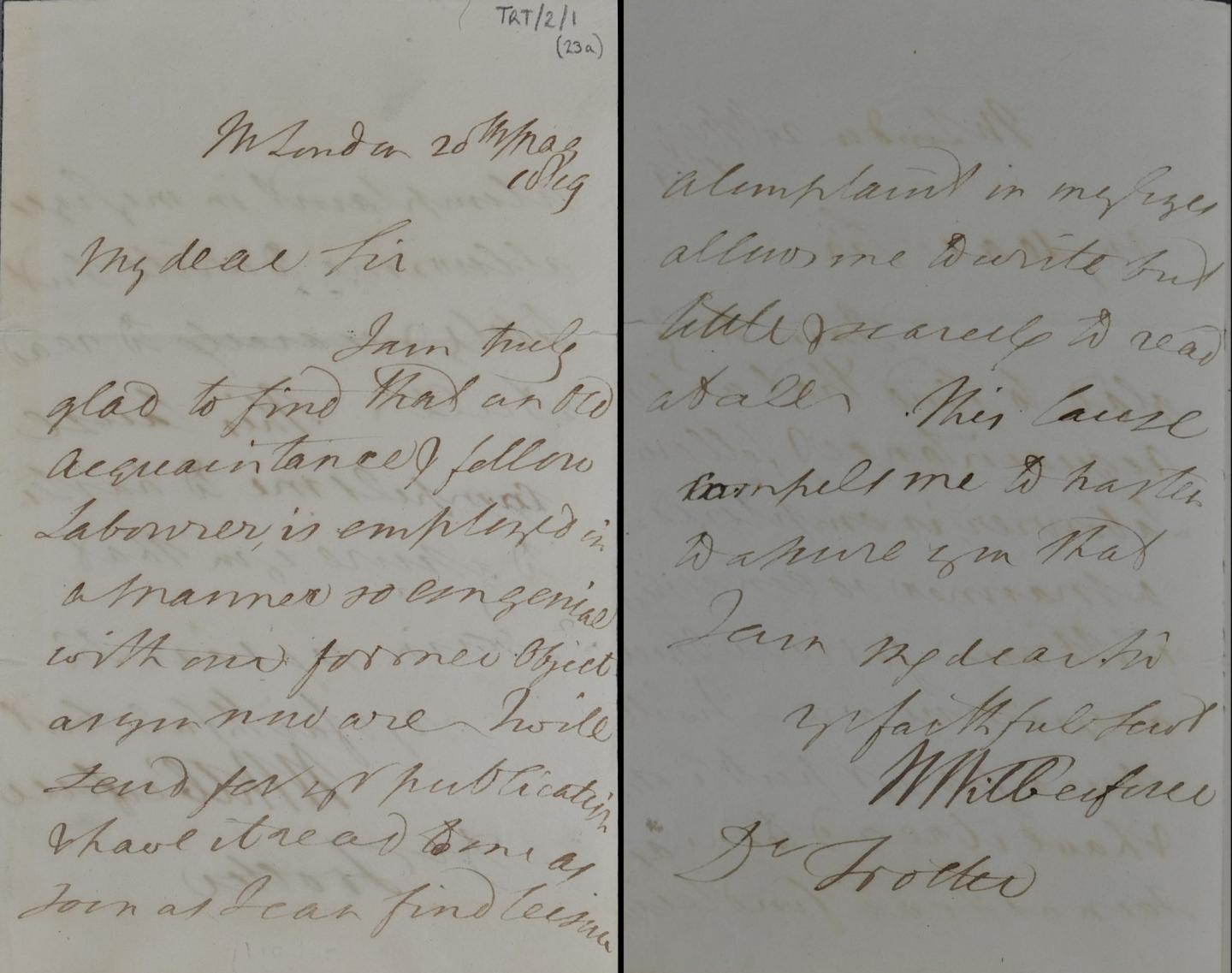 a letter from William Wilberforce