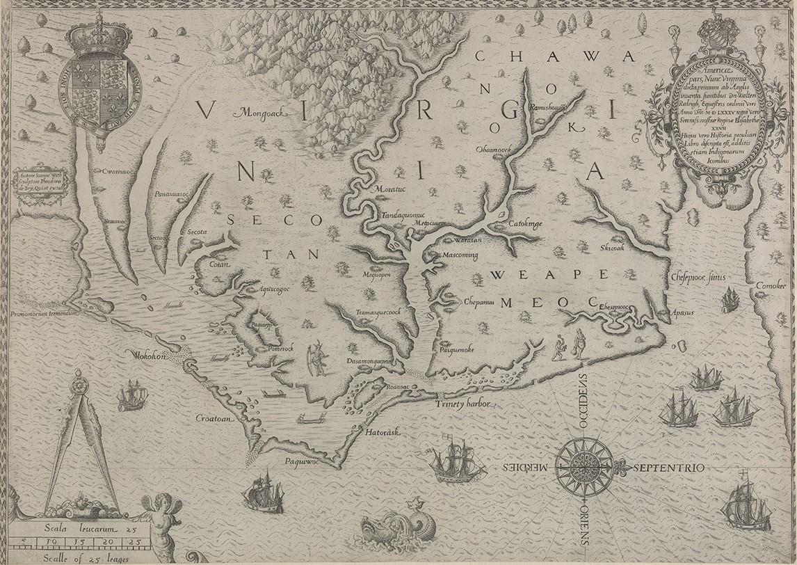 Map of the coastline of Virginia in 1615