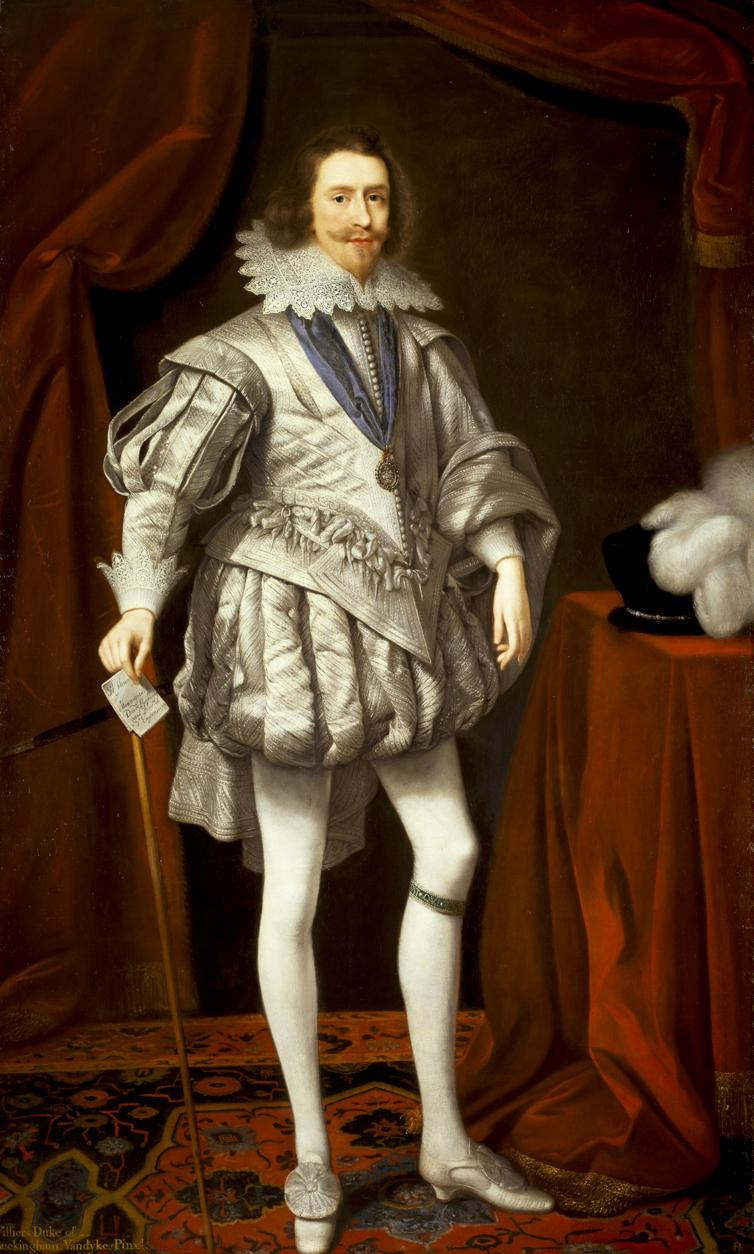 Full length portrait of George Villiers dressed in white