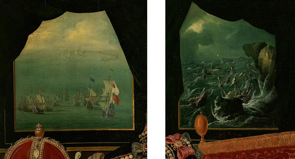 Details from the Armada Portrait of Queen Elizabeth