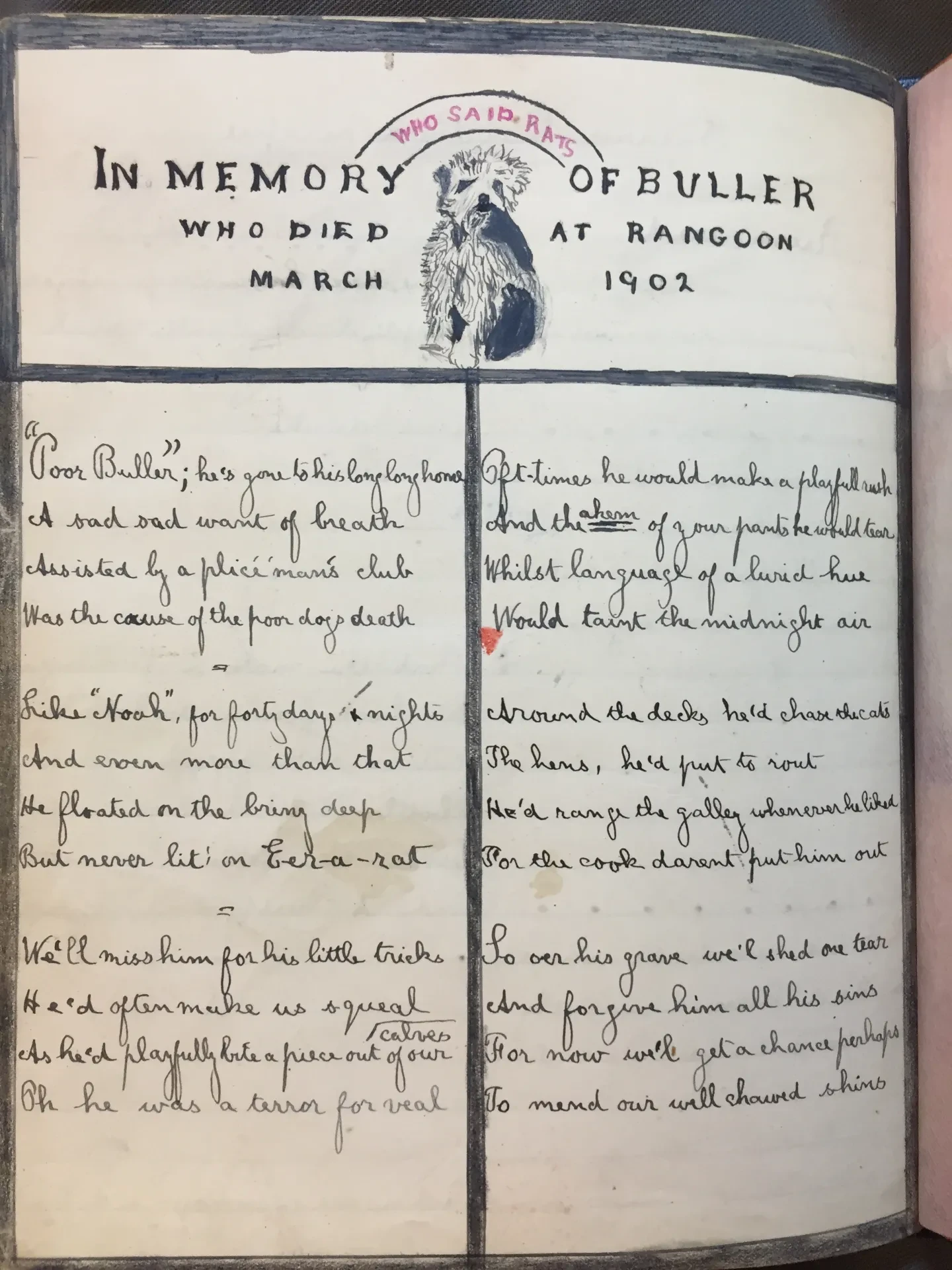 In memory of Buller who died at Rangoon, from the newspaper of the Sierra Cordova Magpie, March 1902