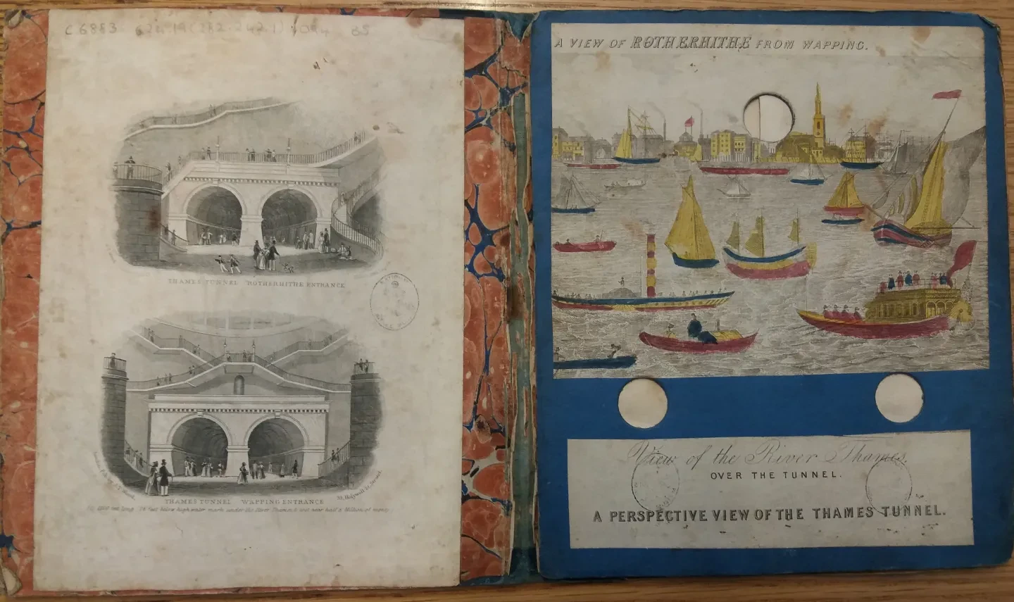 Inside front page of A perspective view of the Thames tunnel (item ID: PBC6883)