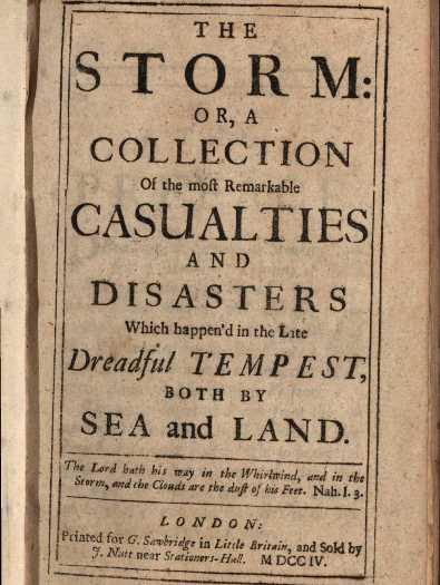 Title page from Daniel Defoe’s The Storm (item ID: PBC4868)