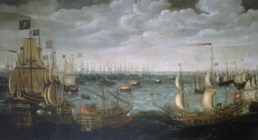 An image for 'Launch of fireships against the Spanish Armada, 7 August 1588'